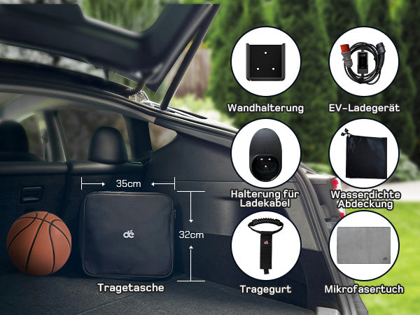 Mobiles 11 kW EV-Ladegerät Typ 2 mit rotem CEE16 Stecker und 6m Kabel für flexibles Laden von Elektroautos