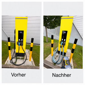 Compleo Cito 500 vorher und nachher: Ladekabel mit GRIDZON Kabelschutz, Frontansicht