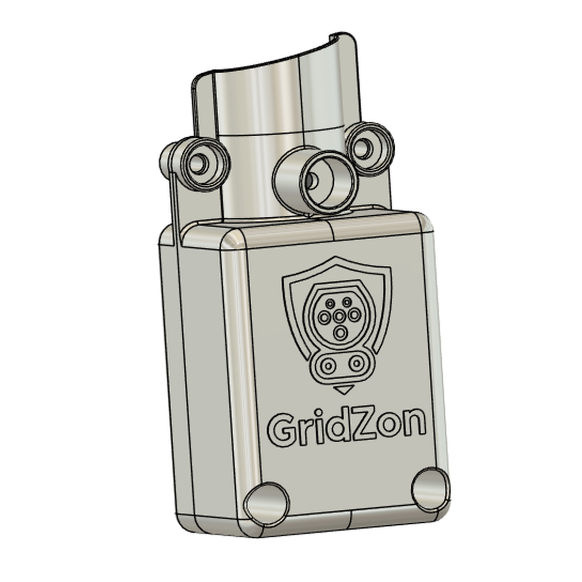 GRIDZON Edelstahlbox für den Kabelausgang der Compleo Cito 500 (Single) – 3D-Ansicht